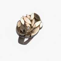 leave shape ring, gold silver diamond