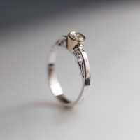 solitair ring wit-en geel goud diamant